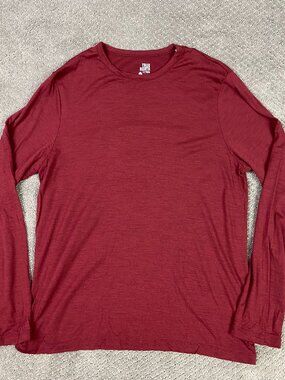 True North Merino Wool Shirt Mens Medium Red Long Sleeve Base Layer Hiking